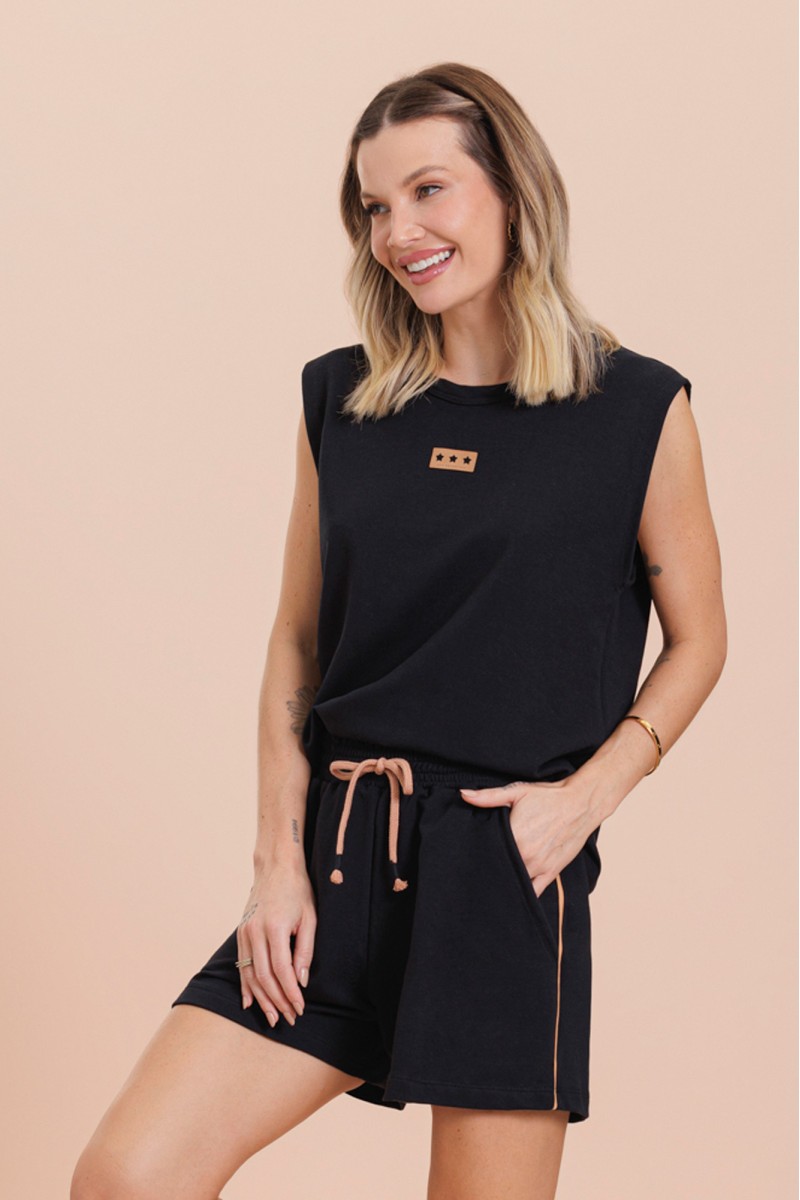 Conjunto Molecotton Feminino Adulto Preto