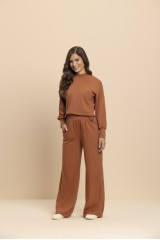 conjunto pantalona feminino mascavo