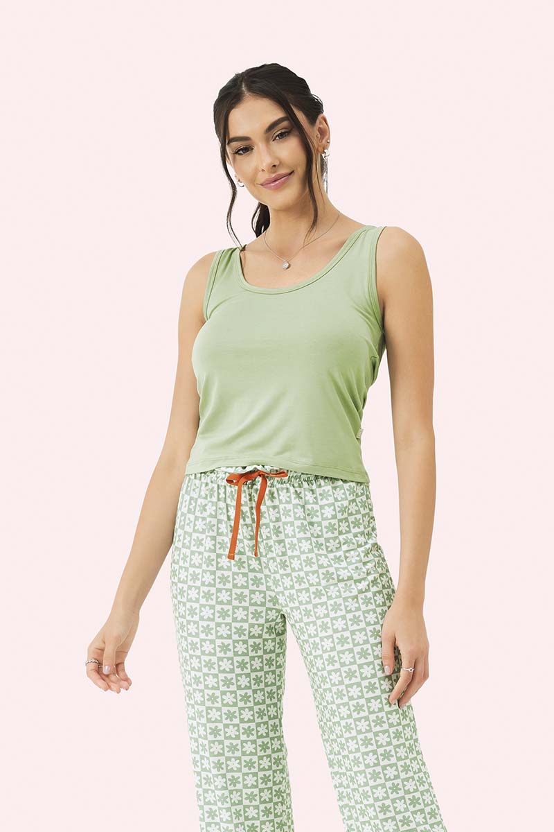 Pijama cropped regata física