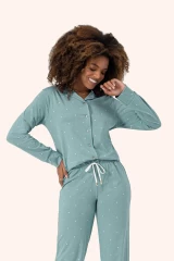 Pijama manga longa aberto