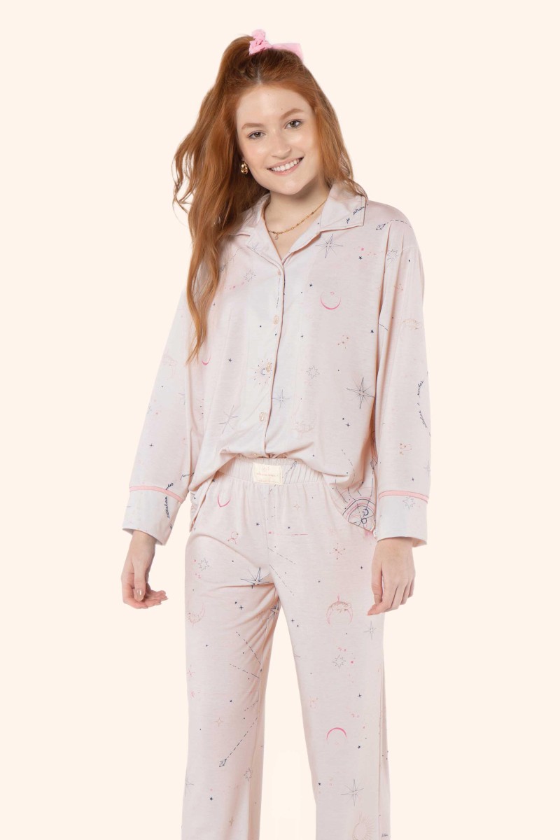 Pijama manga longa aberto