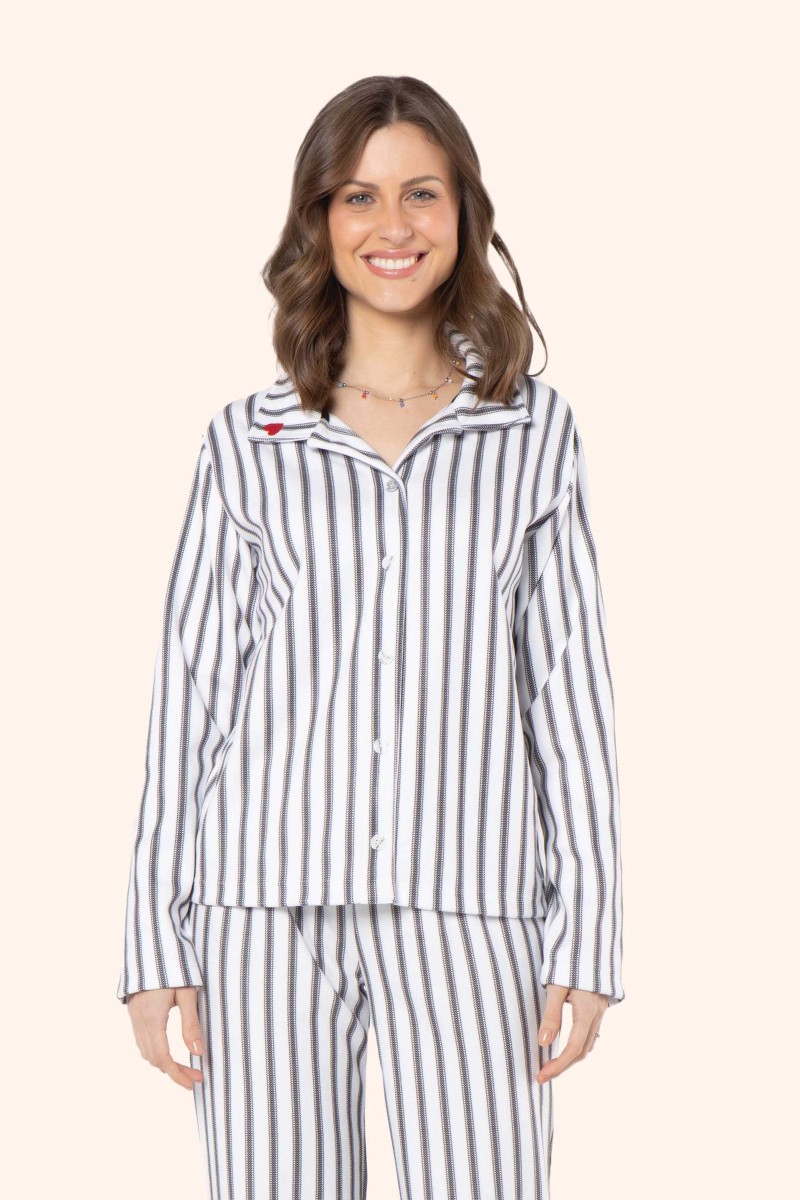 Pijama manga longa aberto