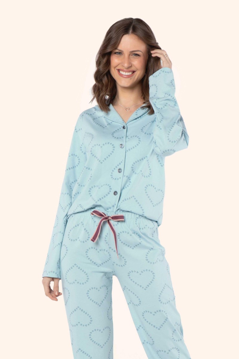 Pijama manga longa aberto
