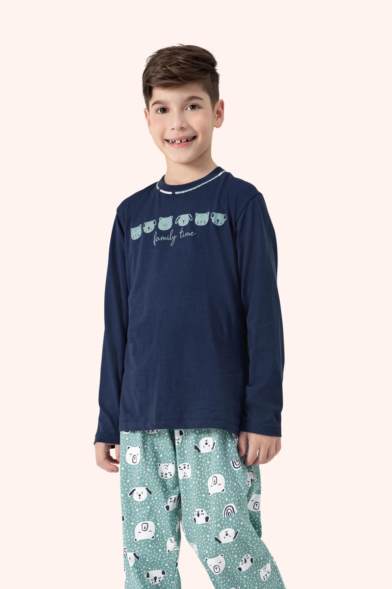 pijama manga longo juvenil
