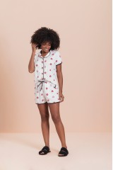 Short Doll Manga Curta Aberto feminino
